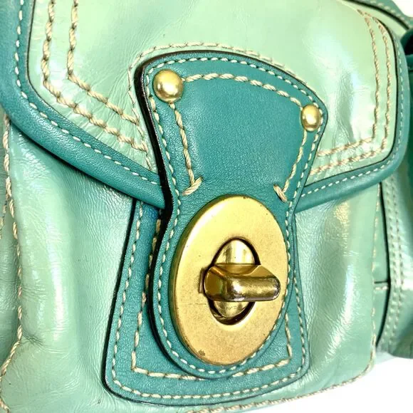 Coach Legacy 65th Anniversary Double Turnlock Satchel Teal Blue F13371 AS IS - Picture 2 of 16